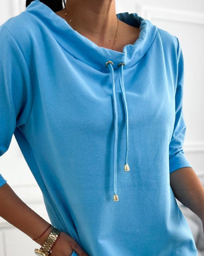 Hættetræk Løs Kjole Med Lomme